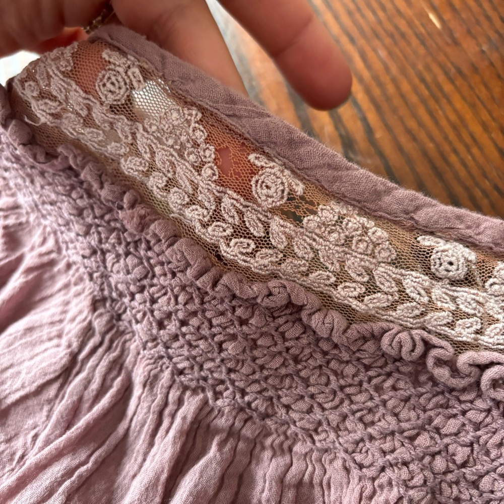 Zara Mauve Pink Smocked Cotton Blouse - Picture 7 of 7
